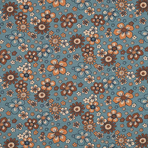 VmG-Store Jersey Stoffe Meterware zum Nähen Baumwolljersey Nähstoff Kinderstoff 140 cm breit III (Blumen Meliert Jb043)