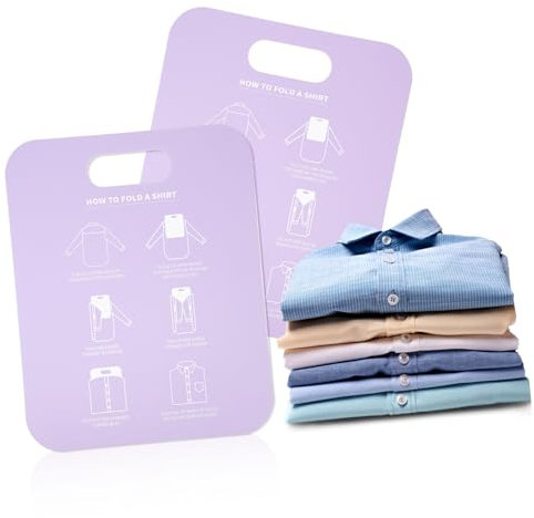 VICASKY Planche Pliage Vêtements PP pour Chemises à Col et Manches Courtes, 2 Pièces, Plieuse de Vêtements Anti-Rides pour Tiroirs et Placard, Facilite Un Pliage Net et Rapide