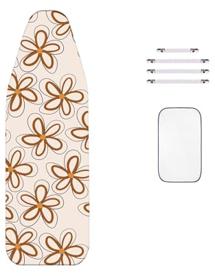 WTAIS Algodón - Funda para Tabla de Planchar, 160x60cm Tamaño Extragrande Apricot Leaf Print Grosor de 2 Capas - Cubierta Tablas Planchado, con Malla TéRmica y Cierres