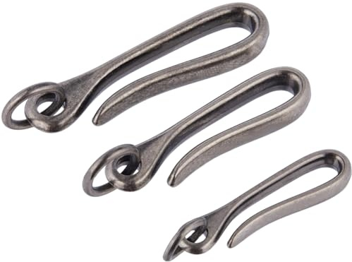 CRASPIRE 3 Pz Gancio A Forma di U Portachiavi Gancio da Pesce Giapponese Portachiavi in Ottone Massiccio Gancio Portachiavi Argento Antico Portachiavi con Fibbia per Cintura Portafoglio Porta Clip