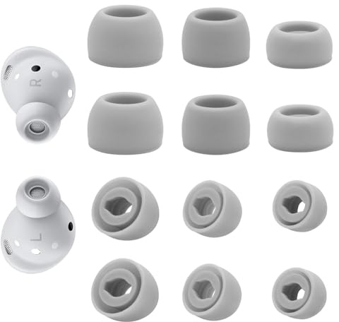 Ersatz-Ohrstöpsel für Samsung Galaxy Buds Pro, Silikon-Ohrstöpsel-Set, L/M/S, Ersatzzubehör (Silber, ohne Stift), 6 Paar