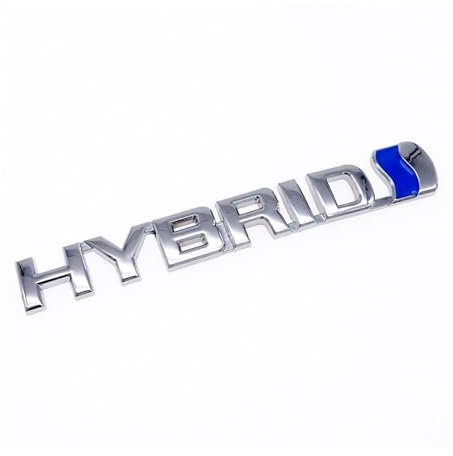 RZL 1pc 3D Hybride Logo Autocollants Réaménagement Emblème Métal Badge Décalcomanies Autocollants de Style de Voiture(Silver)