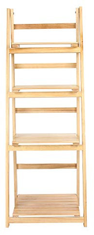 Scaffale a scaletta in legno a 4 ripiani, pieghevole, per giardino, casa, balcone, colore naturale, libreria in legno