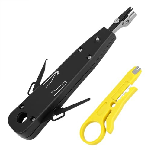 QWORK® Herramienta de Impacto RJ45 para Inserción y Corte con pelacables, Ideal para Redes y Telecomunicaciones