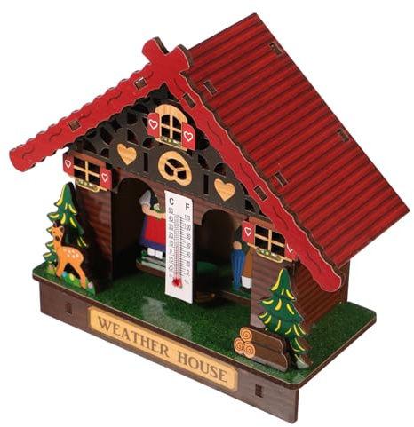 POPETPOP Termometro da Parete con Barometro e Igrometro in Legno Elegante di Temperatura e Umidità Misurazione Precisa per Decorazione da Muro Interna