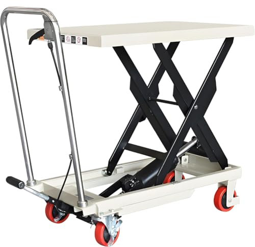 Carrello di Sollevamento Idraulico Portatile Tavolo Elevatore Elettrico A Forbice Singola con 4 Ruote Carrello Idraulico Elevabile per Movimentazione Materiali capacità 200 kg
