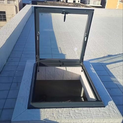 Finestra per tetto lucernario, in alluminio, trasparente, per illuminazione diurna e in uscita, ideale per tetti piani o inclinati, funzionamento manuale, visualizzazione multi-angolo (85 cm)