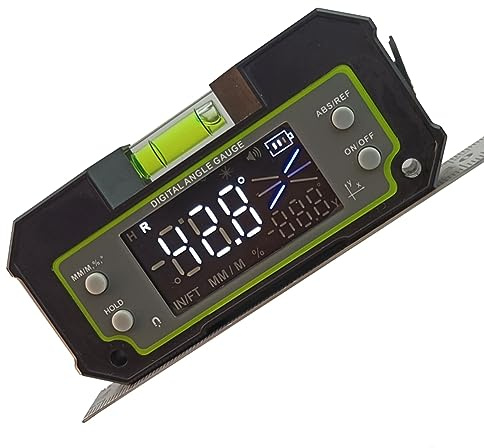 Yarryuter 1 Stück Bluetooth-Neigungsmesser mit Achsen, Digitaler Winkelmesser, Biax, Wiederaufladbar, Magnetisch, Schwarz