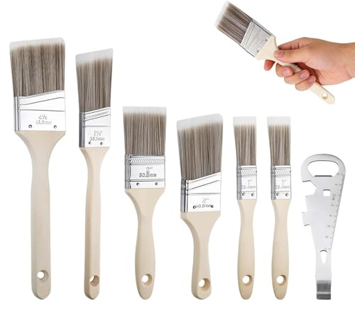 yqdnboi 6 Piezas LackeProfiPinsel,con abridor de Botellas, Juego de Pinceles Planos, Pinceles de Pintor, Pinceles Planos Profesionales, Adecuado para Madera, Juego de Pinceles, Pintura