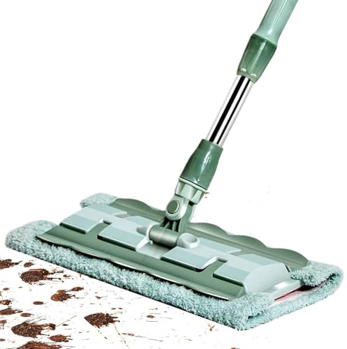 Fregona Plana con Mango Telescópico De Acero Inoxidable - Fregona Giratoria De 360° con Cabezal Plano, Almohadillas De Microfibra Reutilizables para Una Limpieza Eficiente del Suelo En Cocinas, Baños