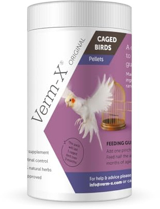 Verm-X Original all Natural Pellet per Uccelli in Gabbia. Supporta l'igiene intestinale. Approvato dal Veterinario. Ripristina e Mantiene la vitalità dell'intestino. Ricetta Senza assenzio.,