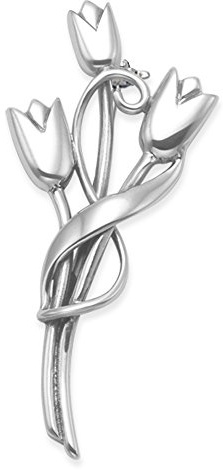 Heather Needham Sterling Silver Rennie Mackintosh Brooch - Solid Silver Tulips Brooch - Size: 36mm (Approx. 1.5 INCHES) X 17mm. PHOTO is NOT life size Gift Boxed 9107