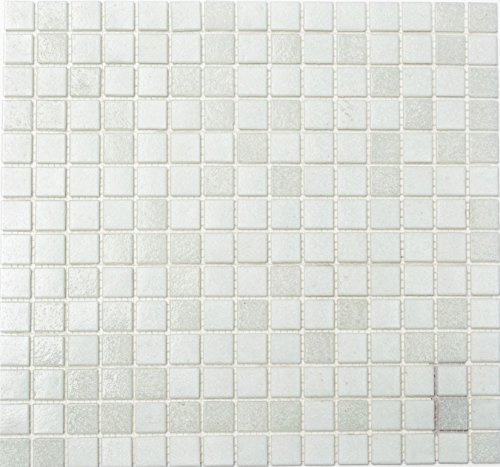 Mosaik Quadrat mix weiß Glasmosaik mit Effekt Spots Fliesenspiegel, Mosaikstein Format: 20x20x4 mm, Mattengröße: 327x305 mm, 10 Mosaikmatten