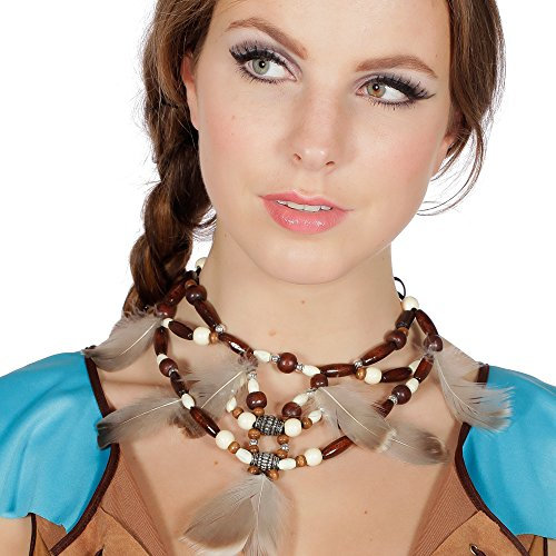 Wilbers NEU Kette Indianerin, mit Perlen und Federn