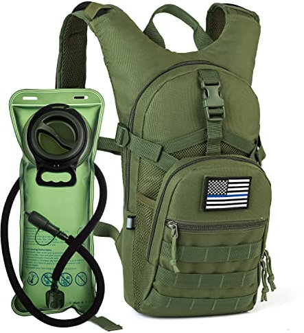 RUPUMPACK Tactical Molle Hydration Backpack with 2L BPA Free Water Bladder Keeps Water Cool up to 4 Hours, Lightweight Military Daypack for Cycling, Hiking, Running, Climbing, Hunting, Biking