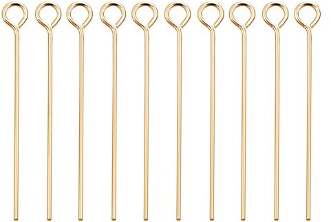 BENECREAT 100 STÜCKE 18 Karat Reales Gold Überzogene Augenbolzen, 30mm für DIY Schmuckzubehör Machen Ohrringe Armbänder Halsketten Ketten - 0,7mm Dick