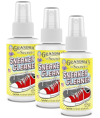 Grandma's Secret Sneaker Cleaner - Shoe Cleaner for Rubber, Canvas and Leather, Stain Remover Spray Removes Dirt, Grime and Grass, Sneaker Cleaner for Outdoor Shoes, Slippers and Moccasins, 3oz 3 Pack