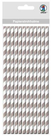 Ursus 56760009 mit Streifen Motiv in grau, biologisch abbaubar, lebensmittelecht, wasserfest, zum Gestalten und Dekorieren, 16 Stück, Länge 19,5 cm, Durchmesser 0,8 cm