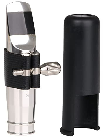 Yibuy Jazz Style B Mundstück für Altsaxophon, silberfarben, 9# PU-Lederkappe