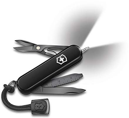 Victorinox, Signature Lite Onyx Black, Swiss Army Pocket Knife, Small, Multi Tool, Camping, 9 Functions, Blade, small, Ruler (cm), Ruler (in)
