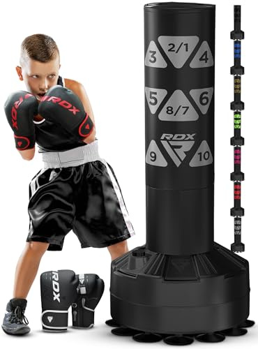 RDX Jugend Freistehender Boxsack 4ft Junior Standboxsäcke Trainingshandschuhe, MMA, Kickboxen,Boxen, Kampfsport, Muay Thai, Boxpartner, Punchingsäcke, Tumbler Boxsäcke Saugfuß (MEHRWEG)