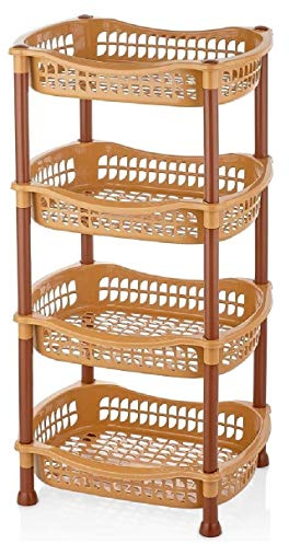 A406 4 Tier Stackable Rectangular Vegetable Rack kitchen Garage Storage Utility (Coffee)
