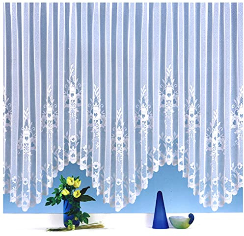 heimtexland ® Bogen Gardinen Store weiß Kräuselband Vorhang transparent Blumen Bordüre Typ10 Höhe 145cm x Breite 250cm