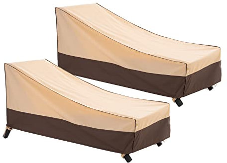 F&J Outdoors Sonnenliege Abdeckung Wasserdicht Schutzhüllen für Gartenliegen Strand Pool Liegestuhlschoner Hotel Sonnenliege plane gartenmöbel wasserdicht schutzhülle 2 Stück, 168x71x35.5/102cm, Beige