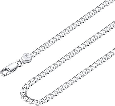 Suplight Silberkette Herren 925 Silber 3mm Breit Kubanische Gliederkette Halskette 71cm lang Unisex Cuban Link Chains versilberne Panzerkette Damen Hip Hop Schmuck