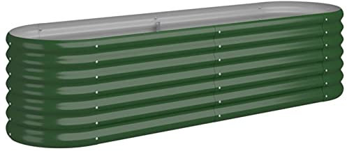 Festnight Jardineras Exterior Grandes Camas de Jardín Elevadas Jardín, Plantas, Vegetales, Hierbas, Maceteros Exterior Elevados Metálicos Resistente al Agua y Óxido, 152 x 40 x 36 cm, Verde