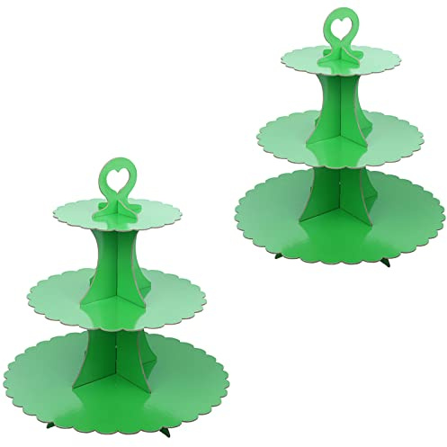 2 Pack Cupcake Stand for 24 cupcakes 3-Tier Lace-edged Cake Stand cardboard, Perfect for Wedding, Birthday Party, Baby Shower and Graduation