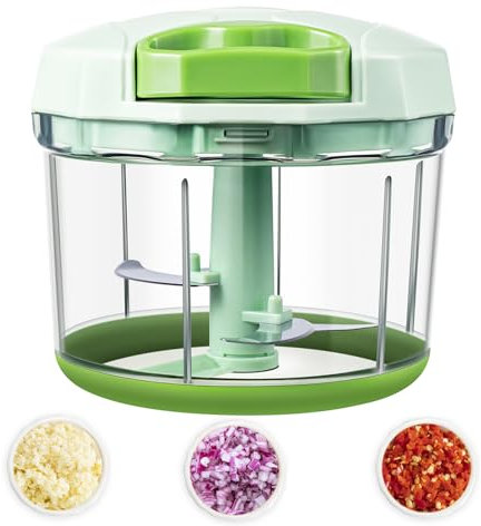 RYKKZ Vegetable Chopper, Onion Chopper, Garlic Mincer - Multifunctional Hand-Pull Food Chopper. Dishwasher Safe, time-Saving, Easy to use, and Simple to Clean -1L