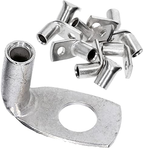 Kalitec 10x Rohrkabelschuhe 90 Grad Gewinkelt 16mm² M10 Kupfer Verzinnt | Standard Quetschkabelschuhe für 16mm² Kabel ohne Sichtloch - korrosionsbeständige Presskabelschuhe für Elektro-Installation