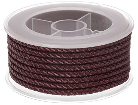 sourcing map Hilo de Nylon, Cuerda de Abalorios de Cordel, Cordón Trenzado Extrafuerte 3mm para Pulseras Joyería Fabricación Bricolaje Artesanías 4M/13 Pies, Negro Frijol