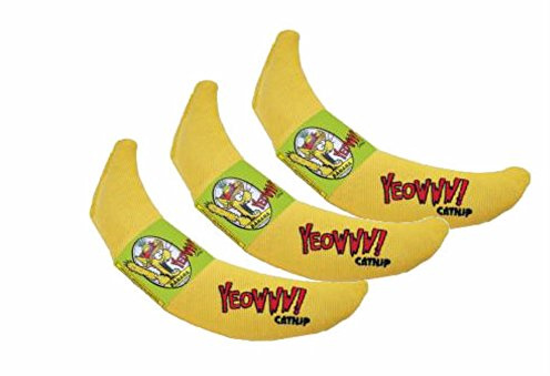 YEOWWW! Catnip Banana 3 PACK Pure Leaf & Flowertop Blend Cat and Kitten Toy