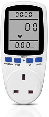 Wresetly AC Digital LCD Power Meter Power Meter Power Kwh Electric Energy Meter Measuring Socket Power Analyzer UK Plug
