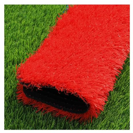 XLIHAWY Kunstrasen Kunstrasen Outdoor Gras, Anti-Verlust, Selbstentwässernd Teppich Teppich Rasen, Zuschneidbar Dekorativ Bunt Fake Gras Teppich (Color : Rosso, Size : 31x98in)