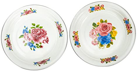 Zerodeko Schwarzes 2St Teetablett aus Emaille Vintage-Teller Snackgericht servieren Gemüsefach Essenstablett Retro-Obstteller Emailleplatte im chinesischen Stil Haushalt Tee-Tablett