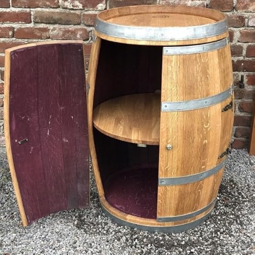 Fass-Schmiede Weinfass Bar mit großen Türen und Einlegeboden Bartisch Minibar (Geölt)