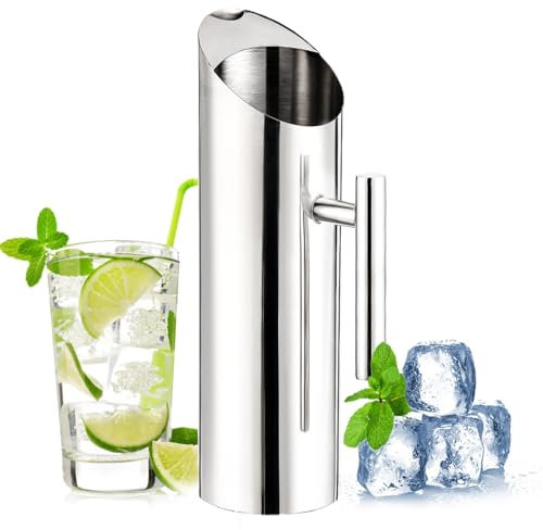 Stainless Steel Water Jug, Metal Water Jug with Ice Guard Cold Drinking Pitcher, Large Capacity Cold Water Pitcher for Fridge Home Hotel Serving Tool Tea Kettles (1.5L)