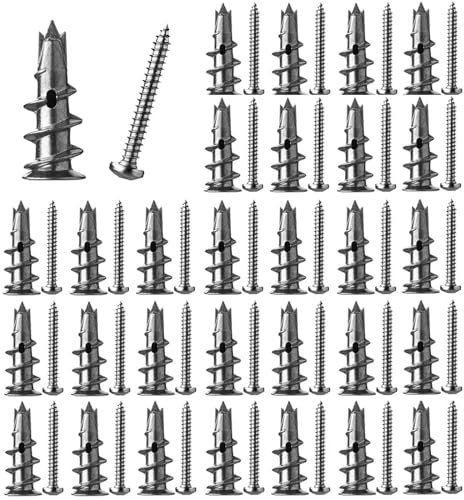 30 pièces Cheville pour Plaques de Plâtre avec Vis, Cheville Autoperceuse, Cheville Carreau de Platre, pour Les Fixations de Plaques de Plâtre DIY, la Fixation Dans la Pierre, la Brique, le Béton