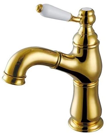 HomeLava Wasserhahn Bad Armatur mit Ausziehbar Brause, Waschtischarmatur Kupfer Antik Mischbatterie Warm Kalt Mischbatterie Waschbeckenarmatur für Badezimmer, Gold