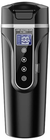 Sarini Bouilloire 500ML pour Tasse de Voyage de Voiture Tasse d'eau chauffée par véhicule électrique 24 V/12 V avec écran LCD et contrôle de la température pour Camion de Voiture