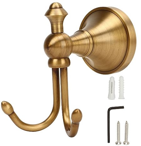 Garderobenhaken Für Küche, Doppelrohr-Design Kleiderhaken Garderobe, Vollkupfer Doppelhaken Kleiderhaken Wand, Vintage Eleganz Und Verhindern Kratzer, Kleiderhaken Wand Für Badezubehör (Type 2)