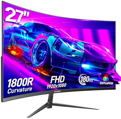 Gawfolk Écran PC Gamer Incurvé 27 Pouces 180Hz, 1080p Moniteur PC Gaming 144/165Hz 1800R, Écran D'Ordinateur Jeu avec FreeSync & Eye-Care Technology, DP, HDMI, Noir