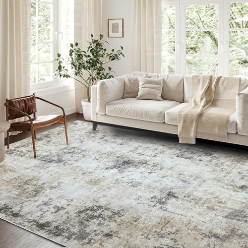 Cinknots Teppich Wohnzimmer Outdoor Teppich,Waschbar Weiche rutschfeste,Moderner Abstrakte Teppiche Passend für Wohnzimmer,Schlafzimmer und terrasse,Braun/Grau/Multi,200 x 300 cm