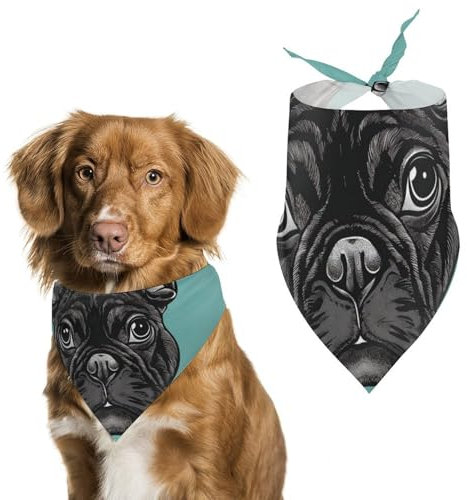 Hundehalstuch, Motiv: Französische Bulldogge, Welpe, Hund, Halstuch, Lätzchen für Haustiere, Größe L: 70 x 30 cm