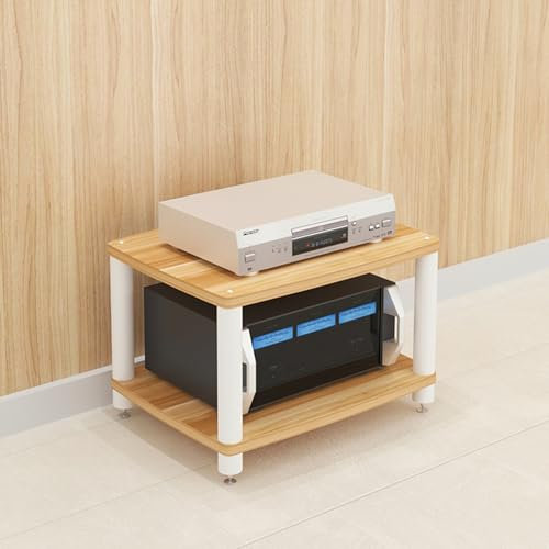 YVZYLXH HiFi Rack Router Schrank schallplatten Regal Plattenspieler Regal mit leisem Fußpolster,Hochwertiger Audio-Video-Medienständer Für Stereokomponenten,für Zuhause/Büro/Kino(Wit,60x48x42cm)