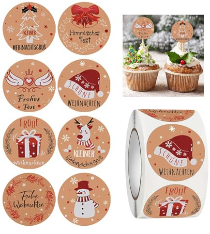 500 Stück Aufkleber Weihnachten,Weihnachtssticker,Christmas Sticker,Weihnachtsaufkleber Frohe,Rund Rolle Kinder Merry,Weihnachts Geschenkaufkleber,Weihnachtsticker,Weihnachtsstickers
