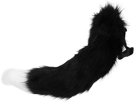OATIPHO Flauschiger Kunstfell-fuchsschwanz Cosplay Requisit Tierkostüm Zubehör Für Festival Karneval Party Dekoration Handgefertigt Schwarz-weiß